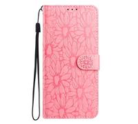 Case for Honor Magic7 Pro, Flip Leather Embossed Daisy Shockproof Protection Cover Slim Fit Phone Case with Kickstand [Card Slot] [Magnetic Closure] for Honor Magic7 Pro,pink