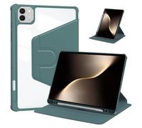 Case for HONOR MagicPad3/MagicPad 3,360° Rotation Multi-angle Stand Slim Cover PU leather + Transparent Acrylic case with Pen Holder and Support Tablet Wake Up/Sleep Function,Green
