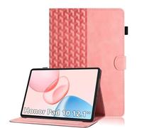Case for Honor Pad 10 12.1 inch 2025 Premium PU Leather Folio Tablet Protective Case Multi-Angle Adjustable Cover with Stand Function, Card Slot and Magnetic Clasp - Pink