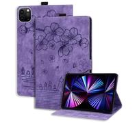 Case for Honor Pad X8a/ Pad X9 2024, Premium PU Leather Embossed Cat Stand Support, Card Slots Shockproof Flip Smart Cover for Honor Pad X8a/ Pad X9 2024 Tablet, purple