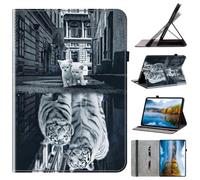 Case for Honor Pad X8a/ Pad X9 2024, PU Leather Protective Cases Smart Shell Folio Stand Cover with Card Slots for Honor Pad X8a/ Pad X9 2024,Cat Tiger