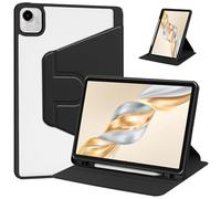 Case for HONOR Pad X9A，360° Rotation Multi-angle Stand Slim Cover PU leather + Transparent Acrylic case with Pen Holder and Support Tablet Wake Up/Sleep Function,Black