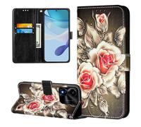 Case for Honor X5C Plus, Flip Wallet Phone Case Colour Pattern Shockproof PU Leather Protective Cover with Magnetic Clasp Kickstand Card Slots Holder for Honor X5C Plus, Roses