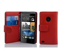 cadorabo Book Case works with HTC DESIRE 300 in CANDY APPLE RED - with Stand Function and Card Slot made of Structured Faux Leather - Wallet Etui Cover Pouch PU Leather Flip