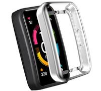 Case for Huawei Band 7/Band 6/ Band 6 Pro, Silicone TPU Screen Protector, Anti-scratch, Anti-dust, Protective Cover for Honor Band 6/Honor Band 7 Silver