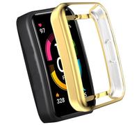 Case for Huawei Band 7/Band 6/ Band 6 Pro, Silicone TPU Screen Protector, Anti-scratch, Anti-dust, Protective Cover for Honor Band 6/Honor Band 7 Gold