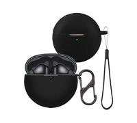 Case for Huawei FreeBuds 7i Earbuds, FJIASTB Soft Silicone Protective Cover with Carabiner, Shockproof (Black)