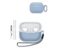 Case for Huawei Freebuds SE 4 ANC True Wireless Earbuds, WUNIAK Soft Silicone Protective Portable Scratch Shock Resistant Shell with Cleaner Kit & Carabiner & Lanyard,Sky Blue
