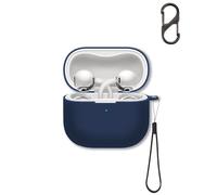 Case for Huawei FreeClip 2 Earbuds, FJIASTB Soft Silicone Protective Cover with Carabiner and Lanyard, Shockproof (Dark Blue)