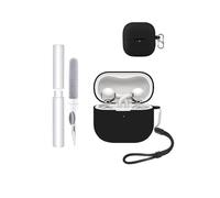 Case for Huawei FreeClip 2 Earbuds,toergy Shockproof,Waterproof,Soft and Slim Silicone Cover with Lanyard & Keychain & Cleaner kit,Black