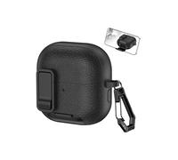 Case for HUAWEI FreeClip 2 Wireless Earbuds, daunke Soft TPU+PC Protective Cover, Skin Case with a Carabiner Buckle,Full Protection,Black