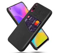 Case for Huawei Honor Play 3,Anti-Slip,360°Fall Protection,Fingerprint Resistance,Canvas and PU Leather Case with 1 card slot behind-Black