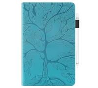 Case for Huawei MatePad SE 10.4 - [Corner Protection] Multi-Angle Viewing Stand Cover Embossed Tree with Pocket & Pencil Holder, Auto Wake Sleep Sky blue