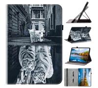 Case for Huawei MatePad SE 11 2024, Premium PU Leather Magnetic Cover Flip Stand Smart Shell with Card Holder for Huawei MatePad SE 11 2024,Cat Tiger