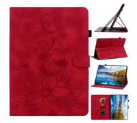 Case for Huawei MatePad SE 11 2024, Slim Lightweight Leather Embossed Floral Tablet Cover with Stand Pencil Holder for Huawei MatePad SE 11 2024,red