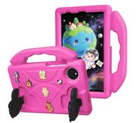 Case for Huawei MatePad T8 8.0" 2020(Kobe2-L03/Kob2-L09) (Hot Pink) | Shockproof Protective Cover,Portable Handle & Thumb Kickstand,Rotatable Flower Decor,DIY Cartoon Pattern for Kids