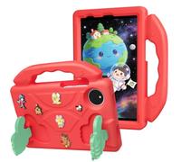 Case for Huawei MatePad T8 8.0" 2020(Kobe2-L03/Kob2-L09) (Red) | Shockproof Protective Cover,Portable Handle & Thumb Kickstand,Rotatable Flower Decor,DIY Cartoon Pattern for Kids