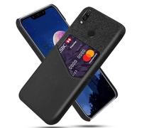 Case for Huawei Nova 3i,Anti-Slip,360°Fall Protection,Fingerprint Resistance,Canvas and PU Leather Case with 1 card slot behind-Black