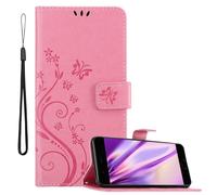 cadorabo Book Case compatible with Huawei P10 PLUS in FLORAL PINK - Cover in Flower Design with Magnetic Closure, Stand Function and 3 Card Slots - Wallet Etui Pouch PU Leather Flip