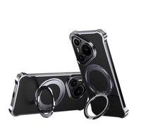 Case For Huawei Pura 80 Ultra/80 Pro/80 Pro+/80, PU Leather Shell With 360° Ring Kickstand Wireless Charging Cover(Black,80 Pro+)