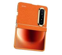 Case for Huawei Pura X Max, Premium Synthetic Suede Leather Full Wrap Cover with Hinge Protection, Hard Shell, Slim Shockproof Retro Protective Phone Cover(Orange)