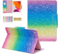 Case for iPad 10.2" 2021 2020 2019, Dteck Slim PU Leather Multi-Angle Folio Stand Smart Cover with Auto Wake/Sleep & Pencil Holder Case for iPad 7th 8th 9th Generation 10.2 inch Tablet, Rainbow Sand
