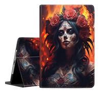 Case for iPad 10.2 Case 2021 iPad 9th Gen / 2020 iPad 8th Gen / 2019 iPad 7th Gen, Durable Shockproof Protective Cover for 10.2"，Roses and Sugar Skull Girl