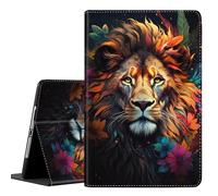 Case for iPad 10.2 Case 2021 iPad 9th Gen / 2020 iPad 8th Gen / 2019 iPad 7th Gen, Durable Shockproof Protective Cover for 10.2"，Watercolor Lion Flower