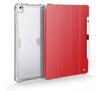 Case for iPad 10.2 Inch 2019 (7th Gen) - Shockproof Cover + Smart Cover, Triple Folding Stand - Shockproof Protective Cover with Automatic Sleep/Wake + Pencil Holder + Removable Front Cover - Red