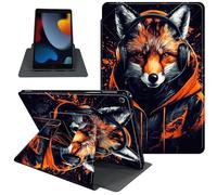Case for iPad 10.2 Inch 2021/2020/2019, for iPad 9th/8th/7th Generation, 360 Degree Rotating Folio PU Leather Stand Smart Cover for iPad 10.2, with Auto Sleep/Wake, Cool Fox