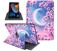 Case for iPad 10.2 Inch 2021/2020/2019, for iPad 9th/8th/7th Generation, 360 Degree Rotating Folio PU Leather Stand Smart Cover for iPad 10.2, with Auto Sleep/Wake, Crescent Moon