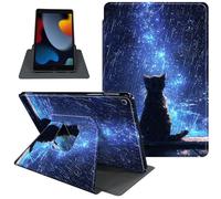 Case for iPad 10.2 Inch 2021/2020/2019, for iPad 9th/8th/7th Generation, 360 Degree Rotating Folio PU Leather Stand Smart Cover for iPad 10.2, with Auto Sleep/Wake, Lonely Cat