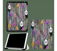 Case for iPad 10.2 Inch 2021/2020/2019,for iPad 9th/8th/7th Generation Case,Slim Lightweight Smart Shell Stand Cover with Auto Wake/Sleep Cute Panda Wildflowers Animal-Grey