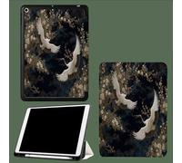 Case for iPad 10.2 Inch 2021/2020/2019, for iPad 9th/8th/7th Generation Case, Slim Lightweight Smart Shell Stand Cover with Auto Wake/Sleep Red-Crowned Crane Chinese Pine Branches-Dark Blue