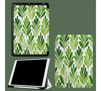 Case for iPad 10.2 Inch 2021/2020/2019, for iPad 9th/8th/7th Generation Case, Slim Lightweight Smart Shell Stand Cover with Auto Wake/Sleep Simple Leaves Watercolor Plants-Green