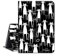 Case for iPad 10.2 Inch 2021/2020/2019,for iPad 9th/8th/7th Generation Case, Slim Lightweight Smart Shell Stand Cover with Auto Wake/Sleep for iPad 10.2 Inch,Black White Cute Cat