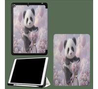 Case for iPad 10.2 Inch 2021/2020/2019, for iPad 9th/8th/7th Generation Case, Slim Lightweight Smart Shell Stand Cover with Auto Wake/Sleep Panda Riding A Bicycle Cartoons Animals-Pink