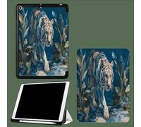 Case for iPad 10.2 Inch 2021/2020/2019, for iPad 9th/8th/7th Generation Case, Slim Lightweight Smart Shell Stand Cover with Auto Wake/Sleep White Tiger In The Jungle Minimalism Animals-Blue