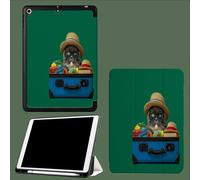 Case for iPad 10.2 Inch 2021/2020/2019, for iPad 9th/8th/7th Generation Case, Slim Lightweight Smart Shell Stand Cover with Auto Wake/Sleep Straw Hat Cat Cartoons Animals-Green