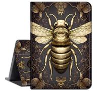 Case for iPad 10.2 Inch 2021/2020/2019, for iPad 9th/8th/7th Generation Case, Slim Lightweight Smart Shell Stand Cover with Auto Wake/Sleep for iPad 10.2 Inch,Black and Gold Bees