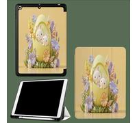 Case for iPad 10.2 Inch 2021/2020/2019, for iPad 9th/8th/7th Generation Case, Slim Lightweight Smart Shell Stand Cover with Auto Wake/Sleep Springtime Cute Rabbit 3D Cartoons Animals-Light Yellow