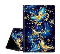 Case for iPad 10.2 Inch 2021/2020/2019 - PU Leather Folio Cover with Auto Sleep Wake,Multi-Angle Viewin,Blue Gilded Butterfly