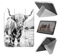Case for iPad 10.2 inch 7th/8th/9th Generation,for iPad Air 3 2019,for iPad Pro 10.5 inch 2017/2019,Slim Shockproof Clear with Pencil Holder Folding Y Shape Stand Cover,Highland Cow on Isle of
