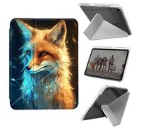 Case for iPad 10.2 inch 7th/8th/9th Generation,for iPad Air 3 2019,for iPad Pro 10.5 inch 2017/2019,Slim Shockproof Clear with Pencil Holder Folding Y Shape Stand Cover,Purple Yellow Fox