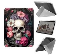 Case for iPad 10.2 inch 7th/8th/9th Generation,for iPad Air 3 2019,for iPad Pro 10.5 inch 2017/2019,Slim Shockproof Clear with Pencil Holder Folding Y Shape Stand Cover,Rose Flower Skull