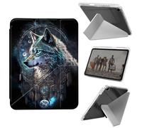 Case for iPad 10.2 inch 7th/8th/9th Generation,for iPad Air 3 2019,for iPad Pro 10.5 inch 2017/2019,Slim Shockproof Clear with Pencil Holder Folding Y Shape Stand Cover,Feathers Wolf Warrior