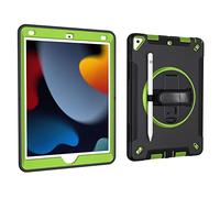Case for iPad 10.2 Inch 9th/8th/7th gen 2021/2020/2019 with 3-in-1 design, Minimalist shockproof case with pen hanging and 360 degree rotatable stand wrist strap, Fruit Green