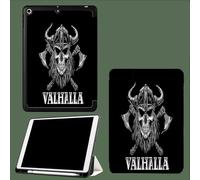 Case for iPad 10.2 inch,iPad 9th/8th/7th Gen 2021/2020/2019 Cover with Pencil Holder Shockproof Lightweight Case Stand Cover with Auto Wake/Sleep Viking Skull Axe Letter Print-Black