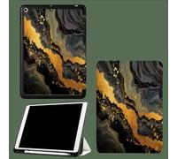 Case for iPad 10.2 inch,iPad 9th/8th/7th Gen 2021/2020/2019 Cover with Pencil Holder Shockproof Lightweight Case Stand Cover with Auto Wake/Sleep Golden Marble Flowing River Whirlpool-Black