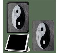 Case for iPad 10.2 inch,iPad 9th/8th/7th Gen 2021/2020/2019 Cover with Pencil Holder Shockproof Lightweight Case Stand Cover with Auto Wake/Sleep Yin And Yang Symbol Tai Chi Old Wall-Grey